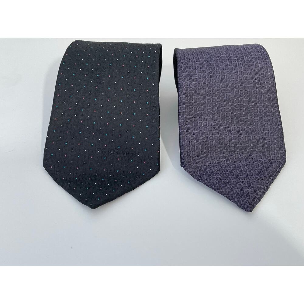 Oscar De La Renta Silk Necktie Lot of 2 Wedding Guest Preppy Office